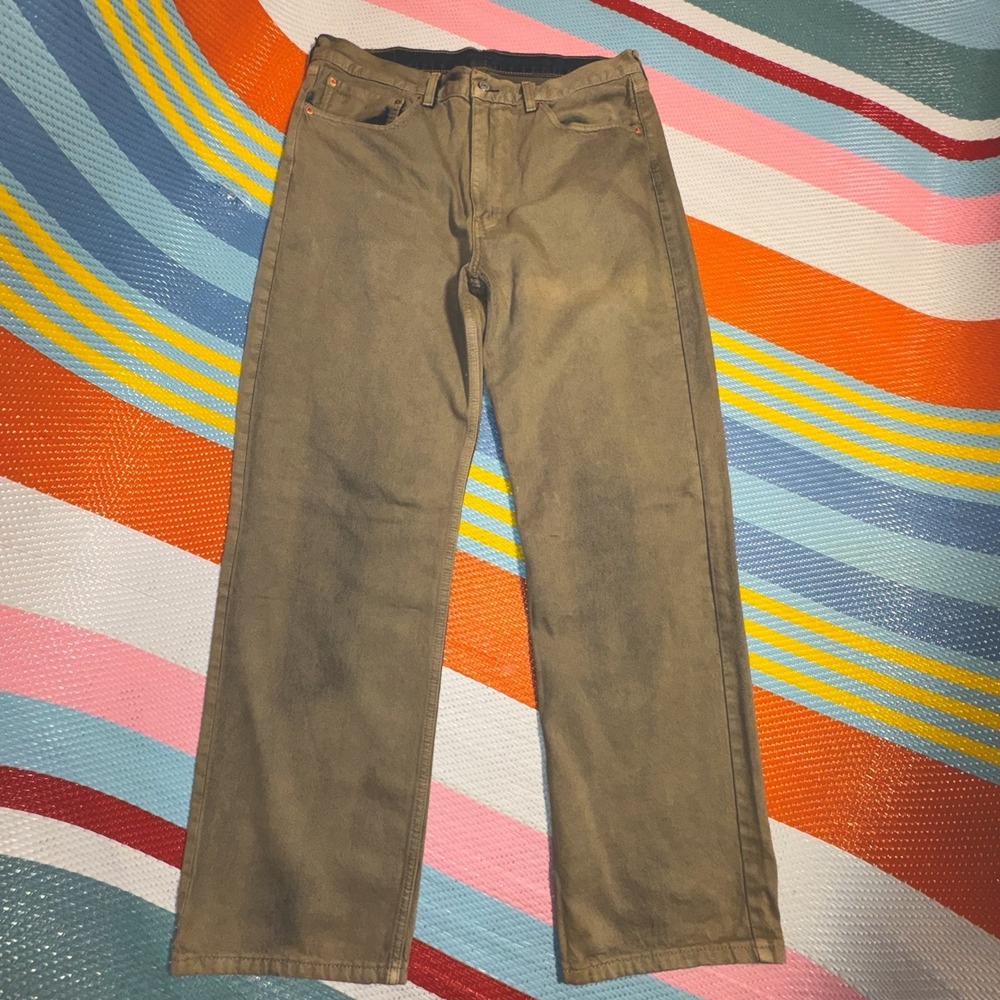 Levi's 565 Jeans Loose Straight Tan Blue Brown Jeans Men's Size 36 X 34